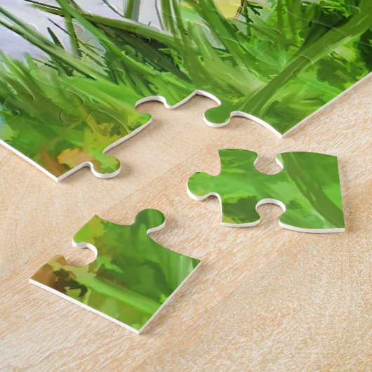 Puzzle Chiot espiègle mignon de Terrier en photo d'herbe (Côté)