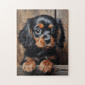 Puzzle Chiot noir et tan Cavalier (Vertical)