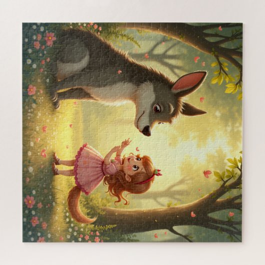 Puzzle Chiot, petite fille, conte de fées (Horizontal)