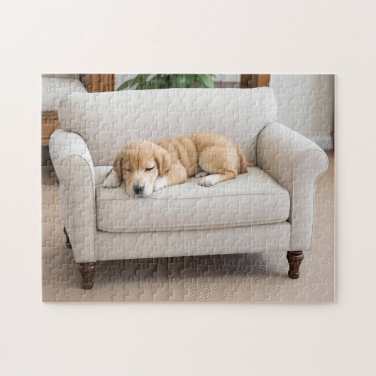 Puzzle Chiot Retriever au Doré Endormi (Horizontal)