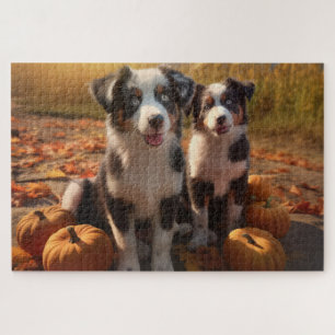 Puzzle Chiots Berger Australien Délice d'Automne Citrouil