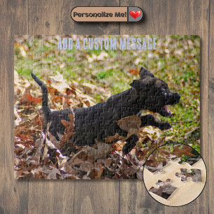 Puzzle Chiots Bringé Court à Travers les Feuilles