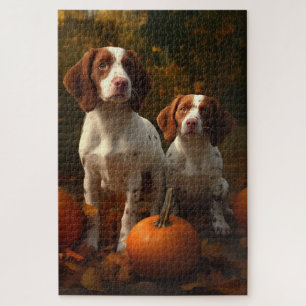 Puzzle Chiots Brittany Spaniel Délice d'Automne Citrouill