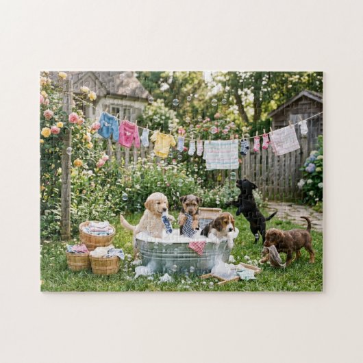 Puzzle Chiots faisant la lessive (Horizontal)