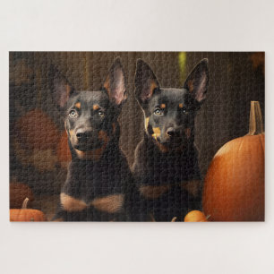 Puzzle Chiots Kelpie Australien Délice d'Automne Citrouil