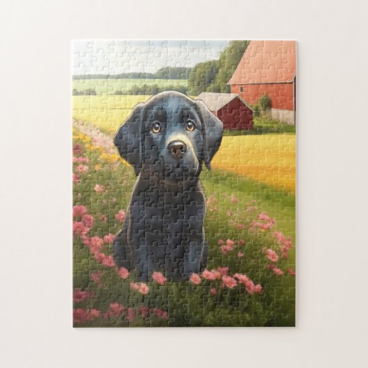 Puzzle Chiots Labrador Retriever Noir (Vertical)