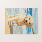 Puzzle Chiots Labrador Retriever sur la Plage (Horizontal)