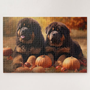 Puzzle Chiots Mastiff Tibétain Délice d'Automne Citrouill