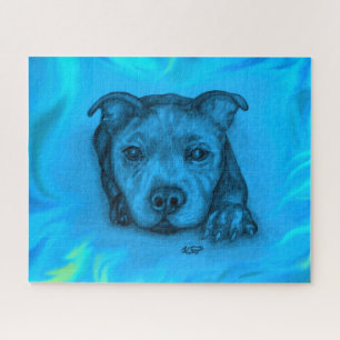 Puzzle Chiots Staffy Bleu