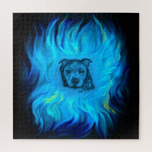 Puzzle Chiots Staffy Bleu (Vertical)