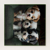 Puzzle Chiots super mignons sur le canapé 2 (Horizontal)