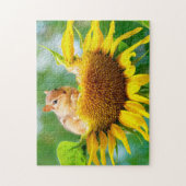 Puzzle Chipmunk Manger Tournesol Jaune Photo/Peinture (Vertical)