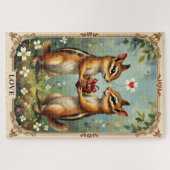 Puzzle Chipmunks Exchanging Heart-Shaped Acorn (Horizontal)