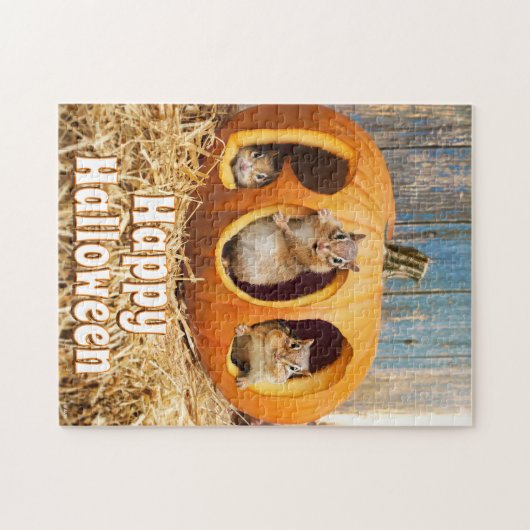 Puzzle Chipmunks Inside Boo Jack-o-Lantern (Horizontal)