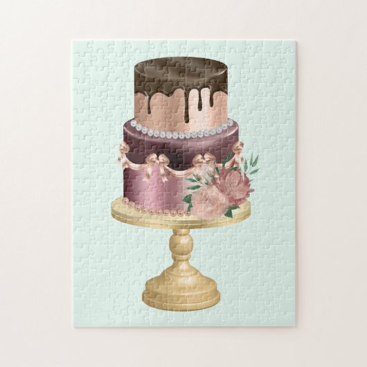 Puzzle Chocolat Drives et Rose Gold Luxury Cake (Vertical)
