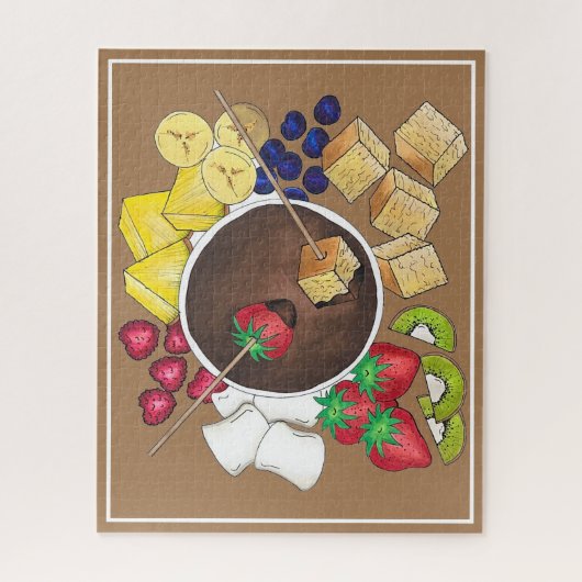Puzzle Chocolat Fondue Pot Rétro Dessert Alimentation Fru (Vertical)