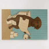 Puzzle Chocolat Labrador Lecture journal sur Toilet (Horizontal)