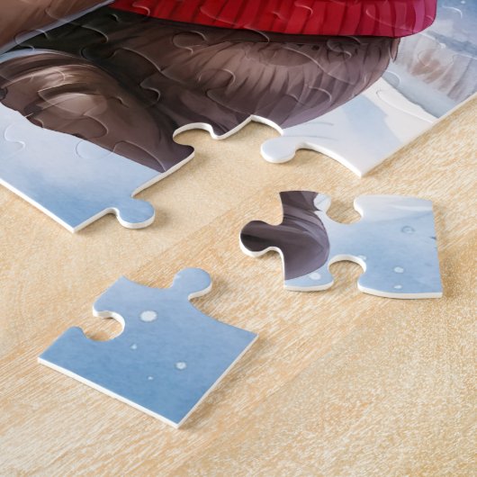 Puzzle Chocolat Labrador Retriever Chien chiot Noël (Côté)