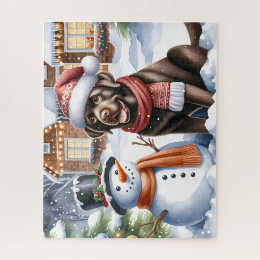 Puzzle Chocolat Labrador Retriever Chien Snowman Chiot (Vertical)