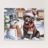 Puzzle Chocolat Labrador Retriever Chien Snowman Chiot (Horizontal)