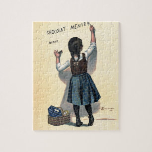 Puzzle Chocolat Menier Petite fille Mur écriture