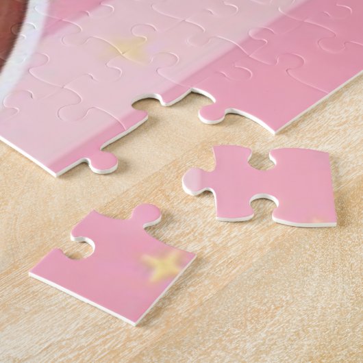 Puzzle Chocolat mignon lapin de Pâques avec rayures roses (Côté)