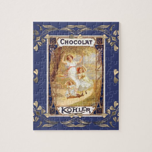 Puzzle chocolat victorien étiquette floral élégant (Vertical)