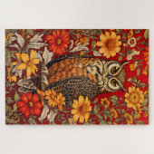 Puzzle Chouette À Rayures Et Fleurs De Zinnia (Horizontal)