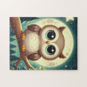 Puzzle Chouette bébé la nuit avec lune (Horizontal)