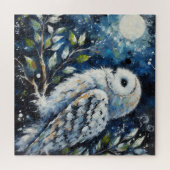Puzzle Chouette blanche sur branche dans la peinture lune (Horizontal)