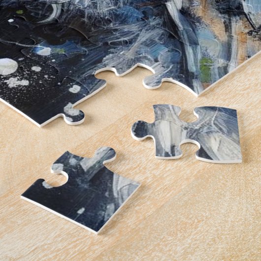 Puzzle Chouette blanche sur branche dans la peinture lune (Côté)