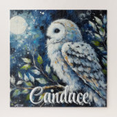 Puzzle Chouette blanche sur branche en clair de lune Pers (Vertical)