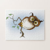 Puzzle Chouette brune mignonne Bleu faune Caprice (Horizontal)