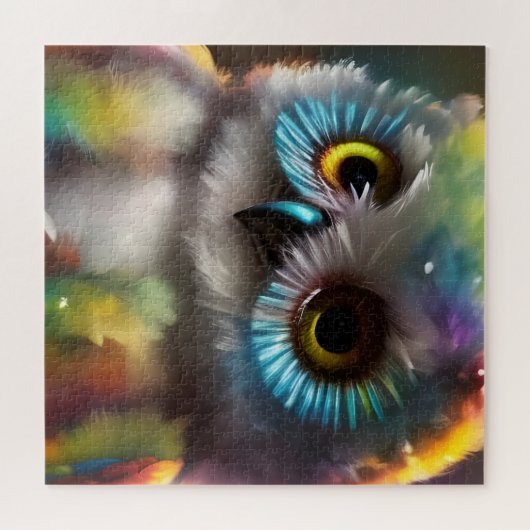 Puzzle Chouette colorée Fluffée (Horizontal)