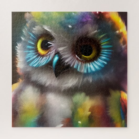 Puzzle Chouette colorée Fluffée (Vertical)