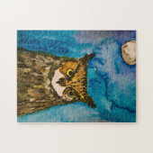 Puzzle Chouette Cute Oiseau Animal Lune Aquarelle Forêt (Horizontal)