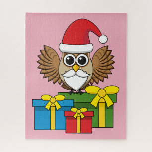 Puzzle Chouette du Père Noël avec présents
