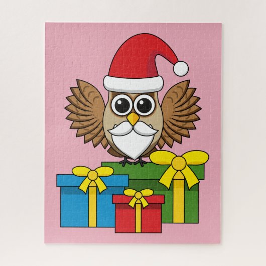 Puzzle Chouette du Père Noël avec présents (Vertical)