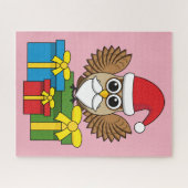 Puzzle Chouette du Père Noël avec présents (Horizontal)