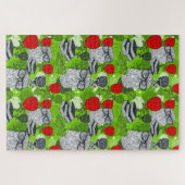 Puzzle Chouette en roses rouges (Horizontal)