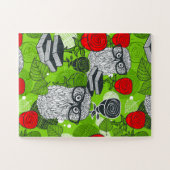 Puzzle Chouette en roses rouges (Horizontal)