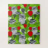 Puzzle Chouette en roses rouges (Vertical)