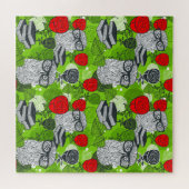 Puzzle Chouette en roses rouges (Horizontal)