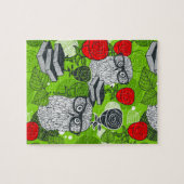 Puzzle Chouette en roses rouges (Horizontal)