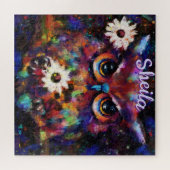 Puzzle Chouette florale impressionniste de Whimsical Pers (Horizontal)