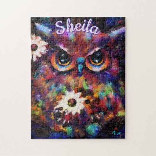 Puzzle Chouette florale impressionniste de Whimsical Pers (Vertical)
