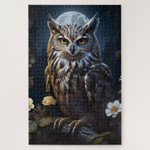 Puzzle Chouette lune observant l'obscurité