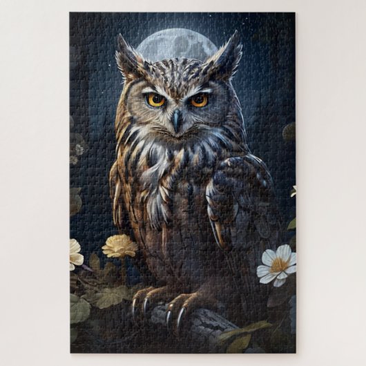 Puzzle Chouette lune observant l'obscurité (Vertical)