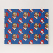 Puzzle Chouette mignonne avec béret rouge et boîte cardia (Horizontal)