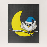 Puzzle Chouette neigeuse dans une nouvelle nuit d'hiver s<br><div class="desc">Illustration d'une chouette enneigée sur une branche nue avec un capot bleu dans une nouvelle nuit d'hiver de lune. Dans les films, les chouettes sont généralement l'ami du sorcier et présents sur n'importe quel film magique. Cette chouette chouette caricature arctique se repose et prête à dormir sur sa branche préférée....</div>